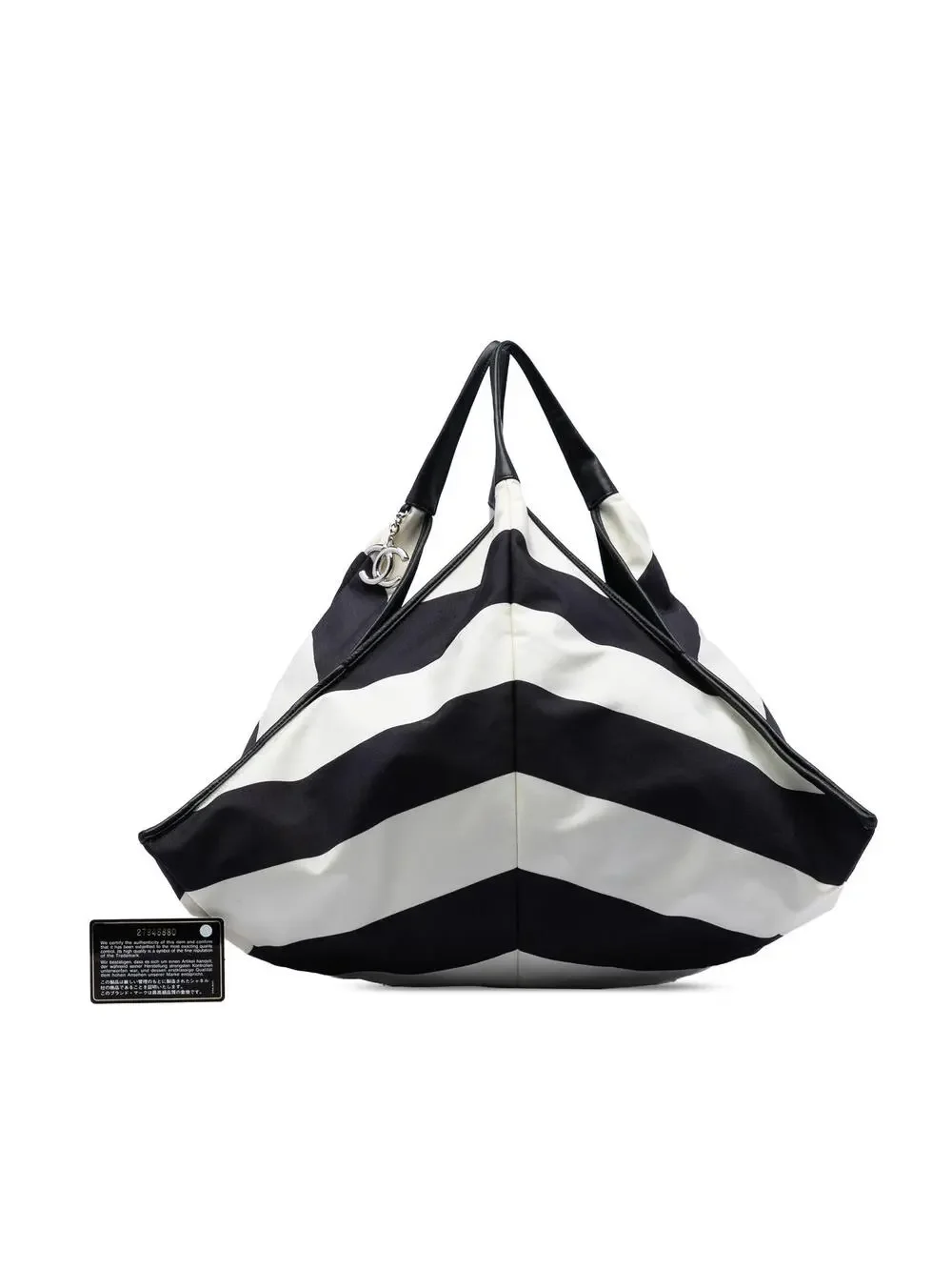 Chanel Cc Canvas Stripe Tote Pre-Loved #321463C13B
